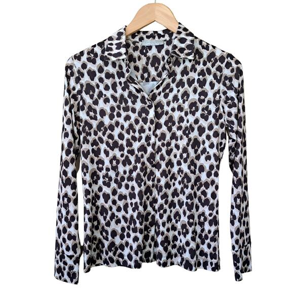 Anatomie Danica Printed Jersey Shirt In Abstract Cheetah Size XS Black Tan - Picture 10 of 12